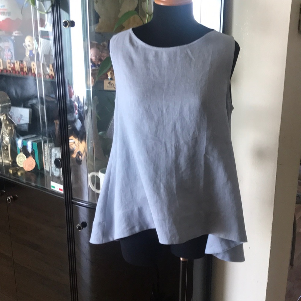 Designer high low linen top